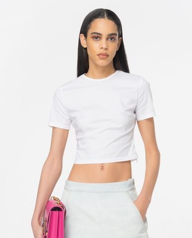  PINKO - Áo croptop cổ tròn tay ngắn Wanted Top 