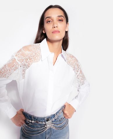  PINKO - Áo sơ mi nữ tay dài phối ren Clotilde 