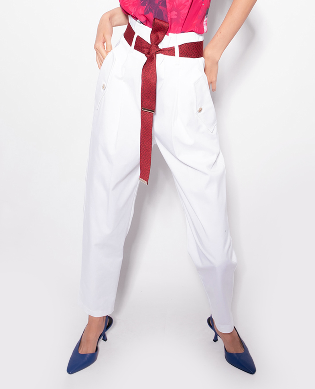 PINKO - Quần nữ lưng cao phối thắt lưng Passionale