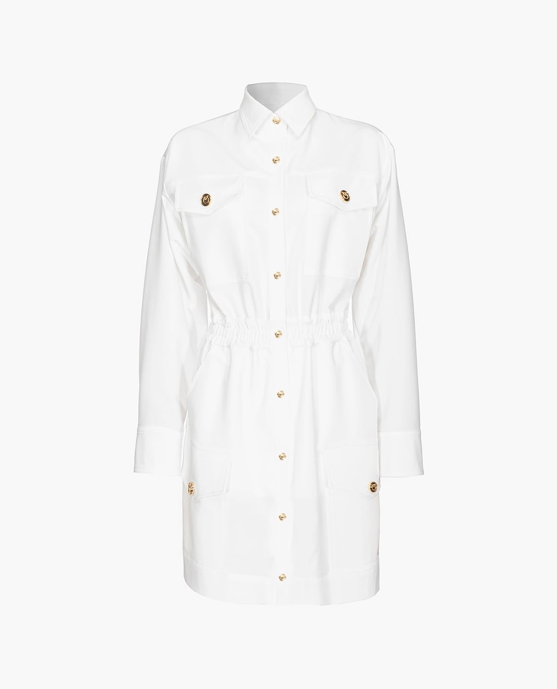 PINKO - Đầm sơ mi mini tay dài nhấn eo