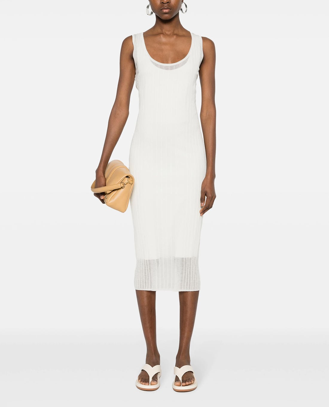 PINKO - Đầm sát nách midi phom ôm phối lưới Dune