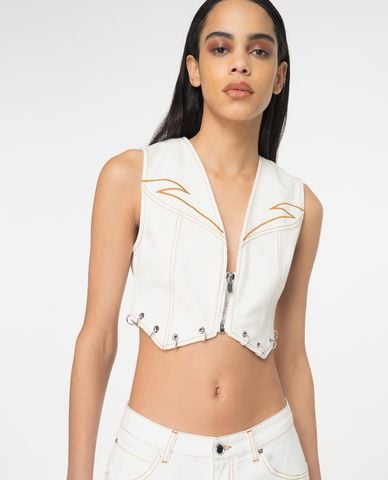  PINKO - Áo khoác croptop cổ V phối khoá kéo cá tính Dracula 