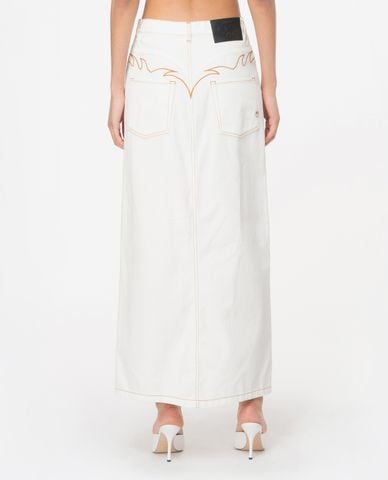  PINKO - Chân váy denim midi xẻ tà Riders 