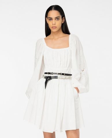  PINKO - Đầm xếp li mini cổ vuông tay bồng Fandango 