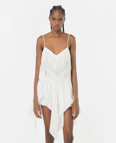  PINKO - Đầm hai dây mini phối tua rua Ailo 