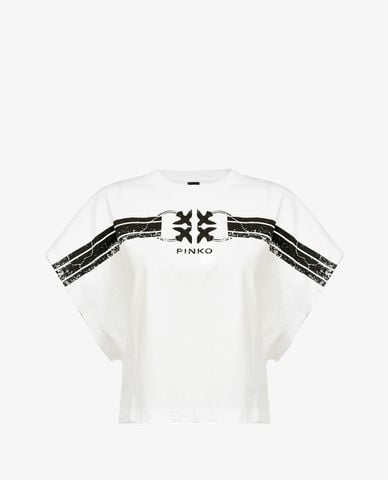  PINKO - Áo thun nữ tay ngắn phom lửng thời trang Acri 