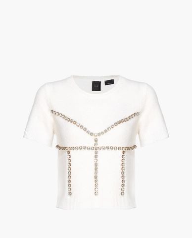  PINKO - Áo dệt kim nữ tay ngắn Medusa 