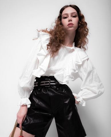  PINKO - Áo kiểu nữ tay dài phối bèo Ruffled Detailing 