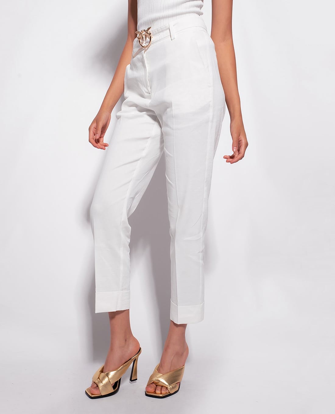 PINKO - Quần nữ ống đứng phối khóa Plaza