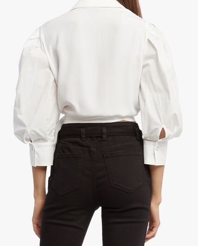  PINKO - Áo kiểu nữ cổ bẻ tay phồng hiện đại Crotone 