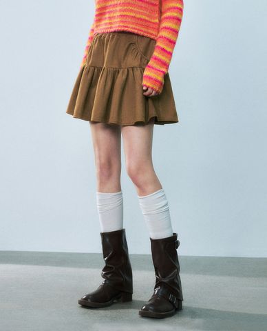  URBAN REVIVO - Chân váy xếp tầng mini lưng thun 