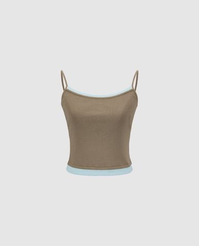  URBAN REVIVO - Áo hai dây nữ cổ vuông hiện đại 