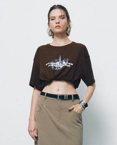  URBAN REVIVO - Áo thun nữ cổ tròn tay ngắn 