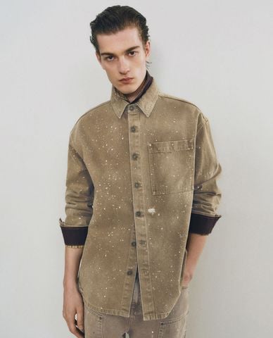  URBAN REVIVO - Áo sơ mi denim nam tay dài thời trang 