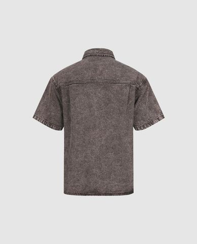  URBAN REVIVO - Áo sơ mi denim nam cổ bẻ tay ngắn 