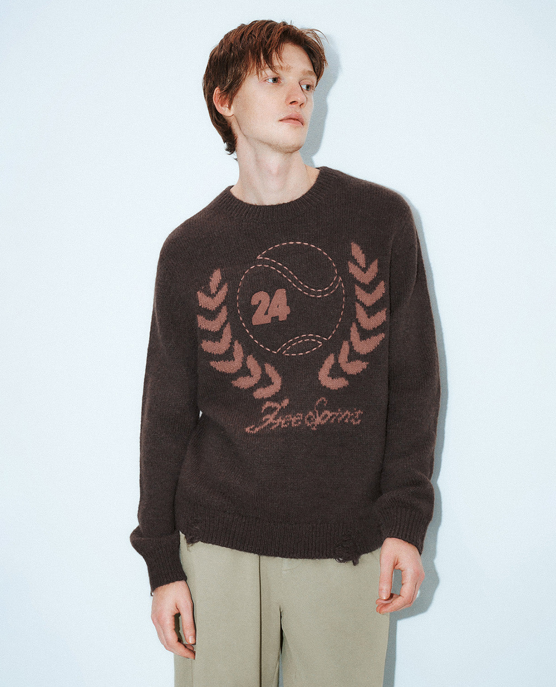 URBAN REVIVO - Áo sweatshirt nam cổ tròn tay dài phối họa tiết