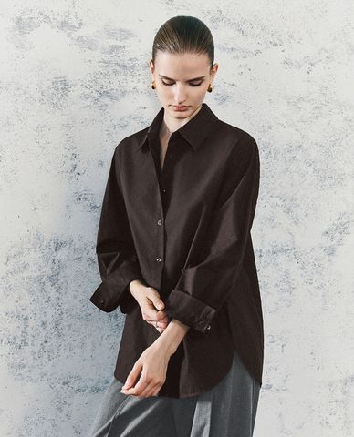  URBAN REVIVO - Áo sơ mi nữ cổ bẻ tay dài Button Up 