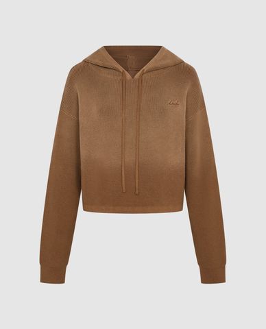  URBAN REVIVO - Áo dệt kim nữ tay dài phối mũ Gradient Hooded 