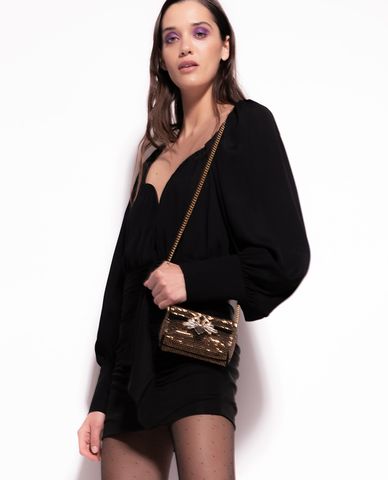  PINKO - Áo kiểu nữ cổ vuông tay dài xếp li Zante 