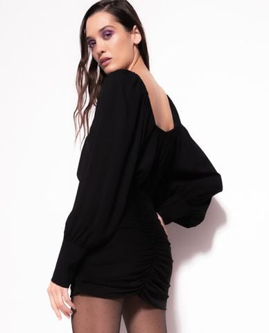  PINKO - Áo kiểu nữ cổ vuông tay dài xếp li Zante 