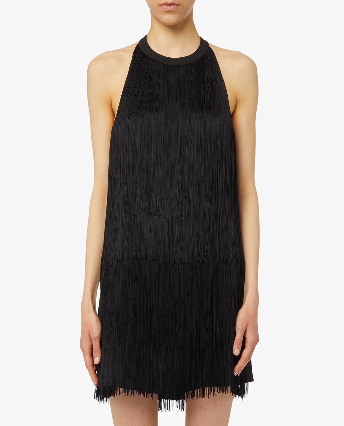 PINKO - Đầm mini cổ yếm phối tua rua Lamaica