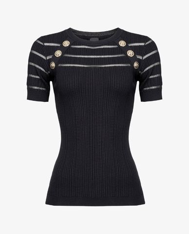  PINKO - Áo len nữ ngắn tay phom ôm Seaborgio 