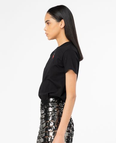  PINKO - Áo thun cổ tròn tay ngắn phối hình thêu trái tim Trapani 