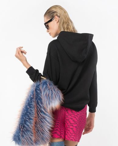  PINKO - Áo hoodie nữ phối mũ tay dài Skype Maglia Felpa 