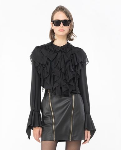  PINKO - Áo kiểu nữ tay dài phối bèo Raggio 