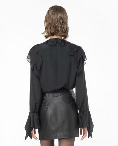  PINKO - Áo kiểu nữ tay dài phối bèo Raggio 