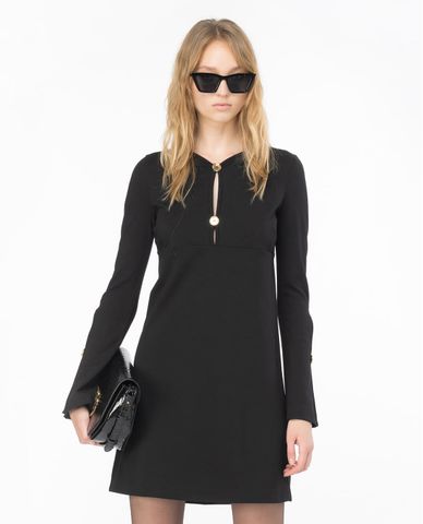  PINKO - Đầm mini cổ tròn tay dài ống loe Aquarios 