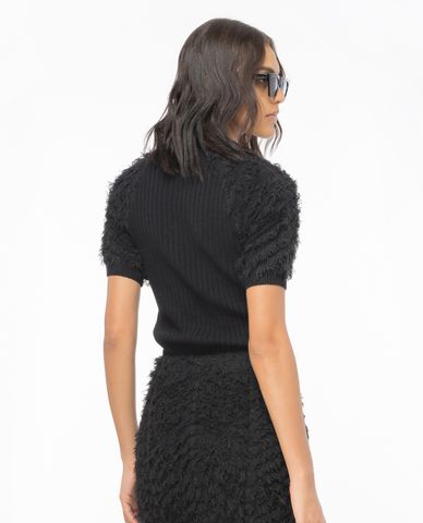  PINKO - Áo dệt kim nữ cổ tròn tay ngắn Facocero 