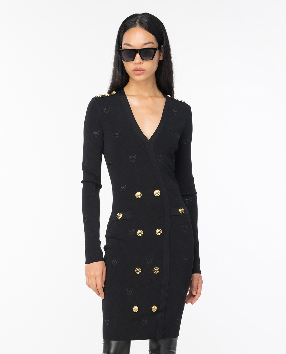 PINKO - Đầm body midi cổ V tay dài Drago