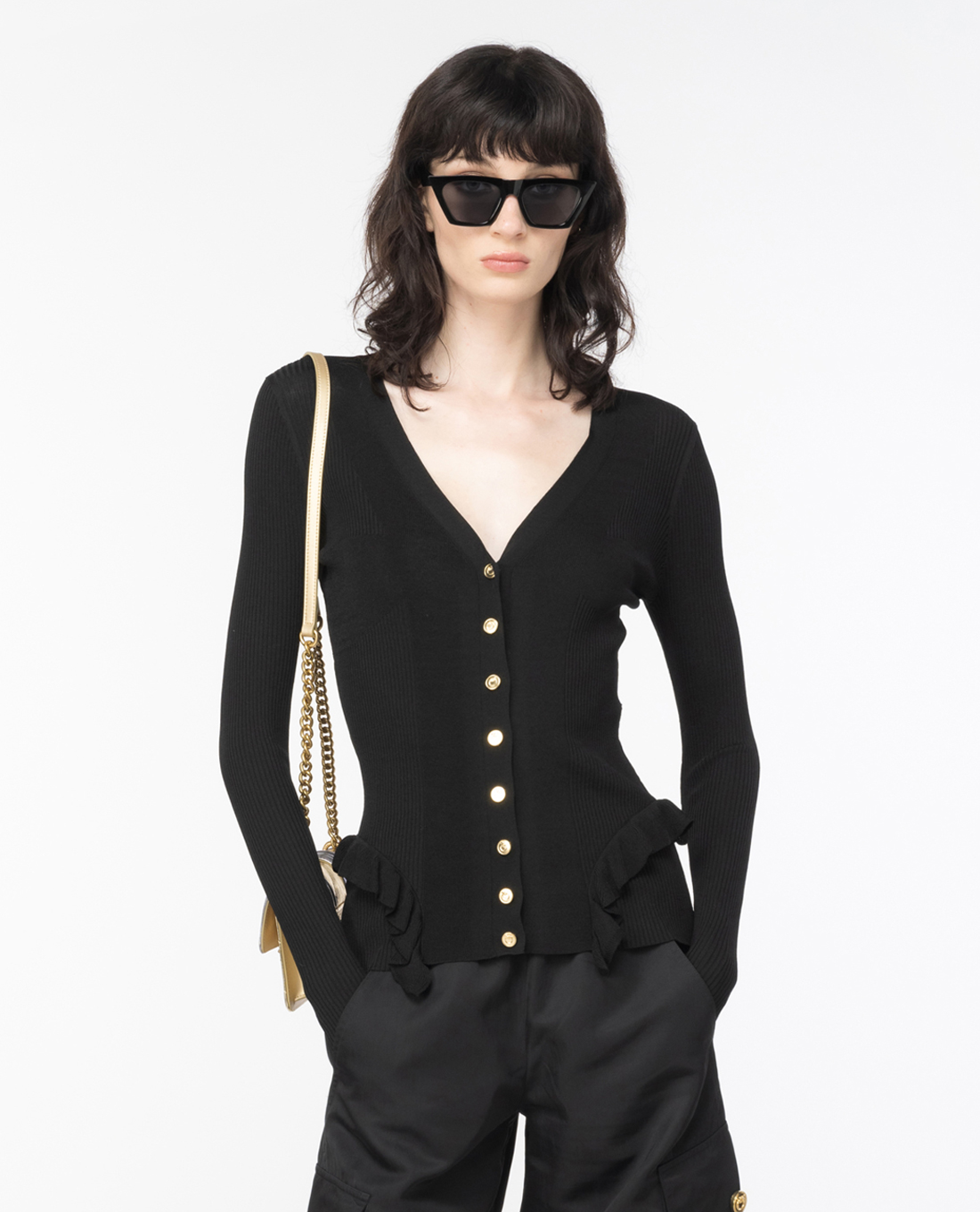 PINKO - Áo khoác cardigan nữ cổ V tay dài Lagotto