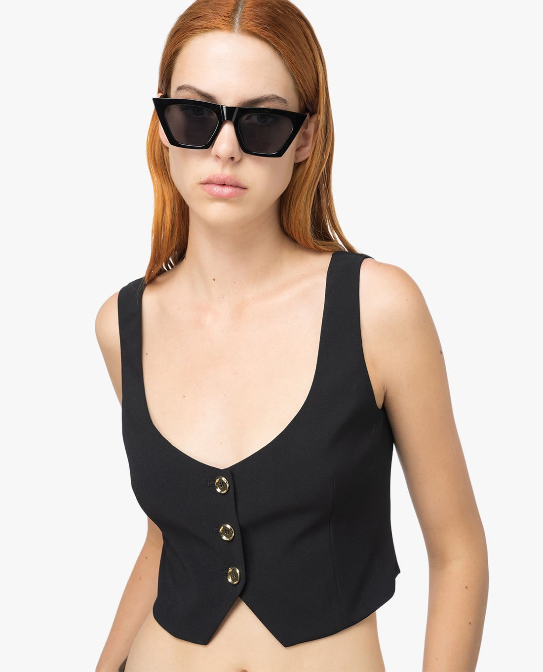 PINKO - Áo khoác gilet nữ phối nút Fonone