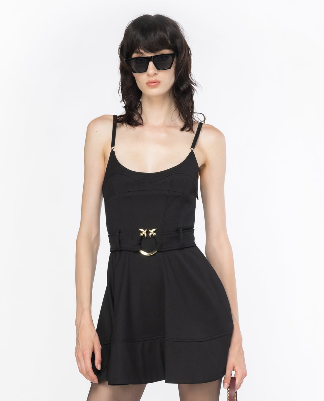 PINKO - Đầm hai dây mini xếp li Alcide