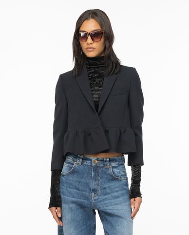  PINKO - Áo blazer nữ dáng ngắn viền bèo Galaxy 