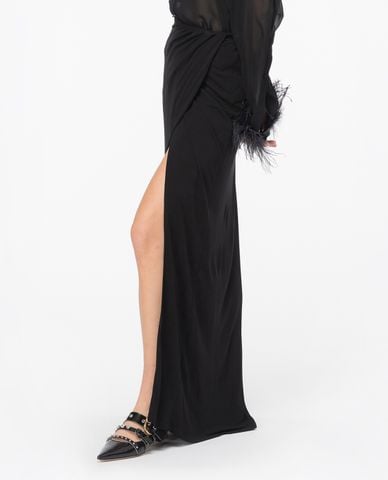  PINKO - Chân váy maxi xẻ tà phối vạt chéo Teroldego 