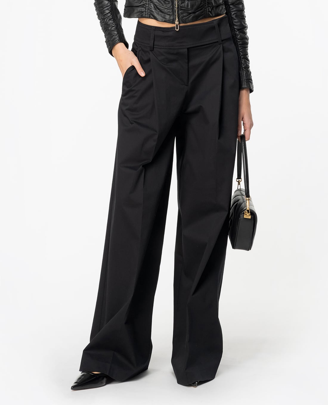 PINKO - Quần ống rộng lưng cao Proteo