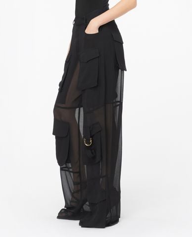  PINKO - Quần ống rộng phối lưới cùng túi hộp Campofiorin 