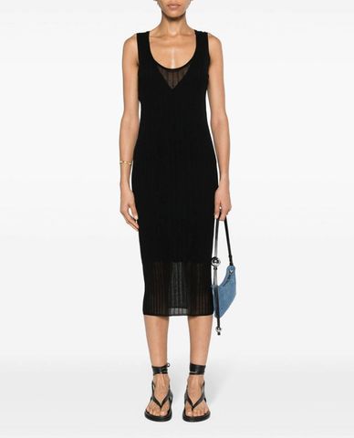  PINKO - Đầm sát nách midi phom ôm phối lưới Dune 