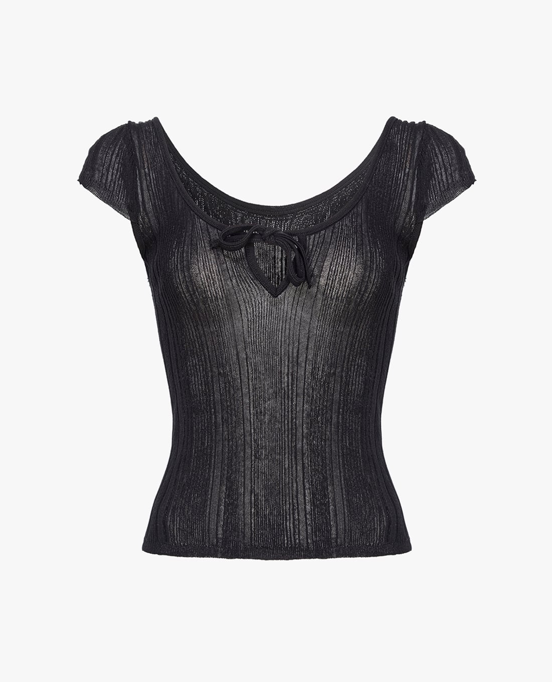 PINKO - Áo dệt kim cổ tròn tay ngắn phối dây Venom