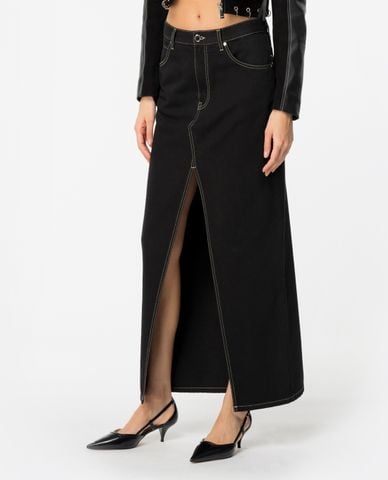  PINKO - Chân váy denim midi xẻ tà Riders 