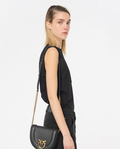  PINKO - Áo sát nách nữ cổ tròn phối tua rua Twilight 