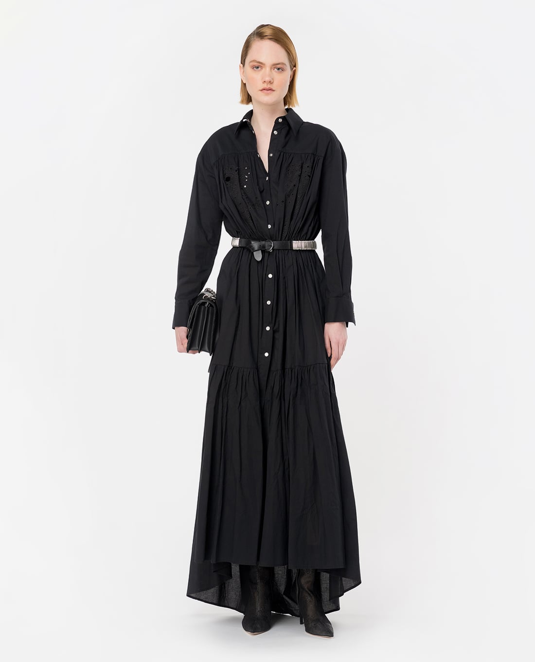 PINKO - Đầm sơ mi midi cổ bẻ thanh lịch Dolce Vita