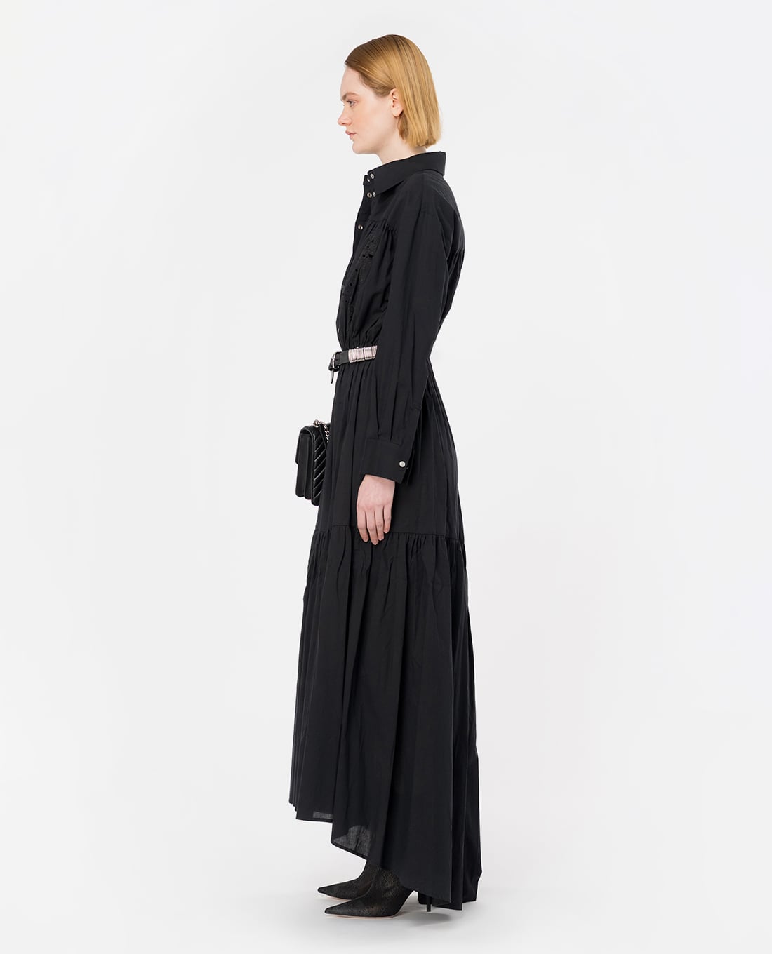 PINKO Đầm sơ mi midi cổ bẻ thanh lịch Dolce Vita - mẫu đầm sơ mi dáng dài tại Maison Online
