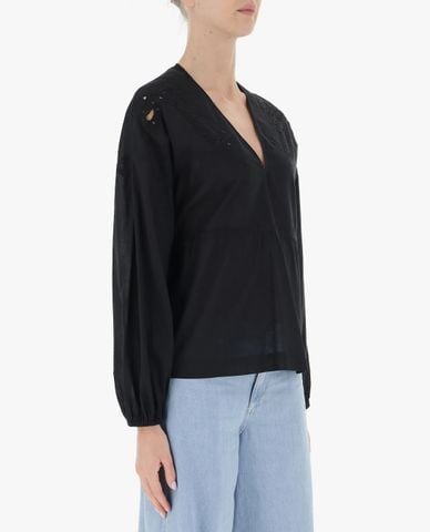  PINKO - Áo kiểu nữ cổ V tay dài thanh lịch Buttleship 