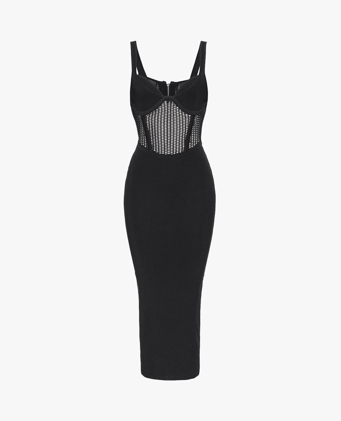 PINKO - Đầm dạ hội hai dây maxi dáng corset phối lưới Vision