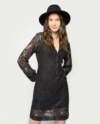  PINKO - Đầm mini cổ bẻ tay dài Main Street 