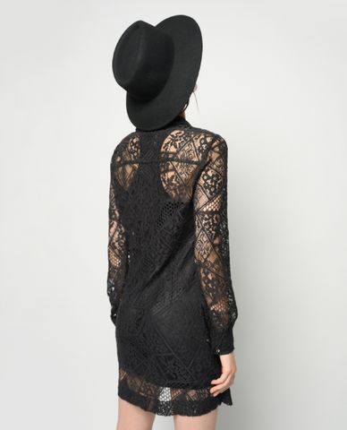  PINKO - Đầm mini cổ bẻ tay dài Main Street 